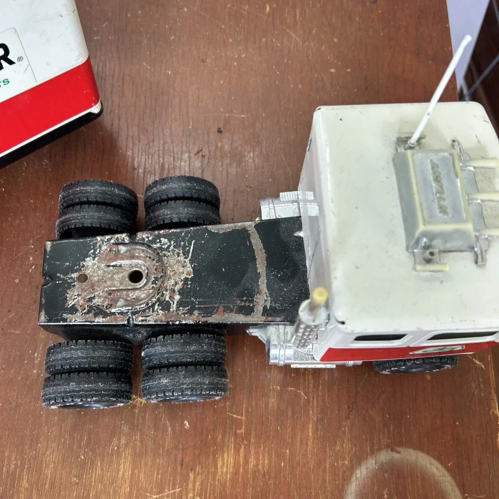 Vintage Nylint Pioneer GMC Semi Truck Trailer Pressed Steel Toy Red White
